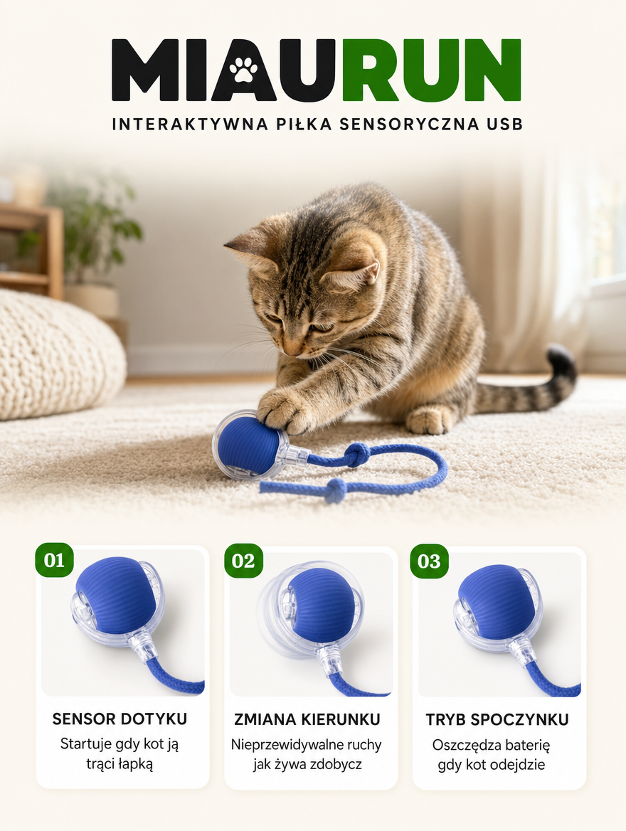 Miaurun - interaktywna piłka sensoryczna USB | Nekoro