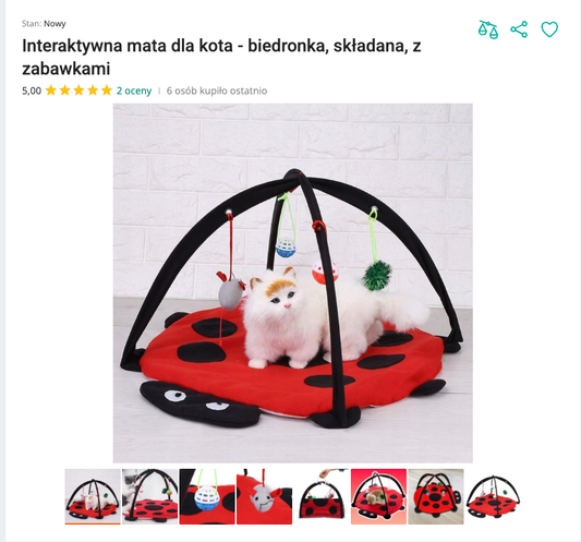 Miauplaymat - Składana Mata Biedronka z Zabawkami | Nekoro™