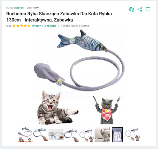Miauflop - Skacząca Ruchoma Ryba na Wężu 130cm | Nekoro™