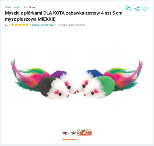 Miaufur - Pluszowe Myszki z Piórkami 4 szt. | Nekoro™