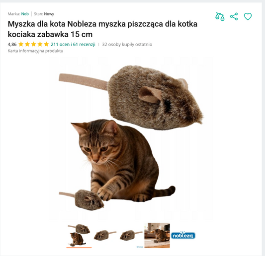 Miausqueak - Realistyczna Piszcząca Mysz 15 cm | Nekoro™