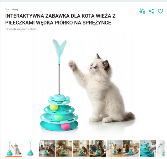 Miautower - Wieża z Piłeczkami i Piórkiem na Sprężynie | Nekoro™