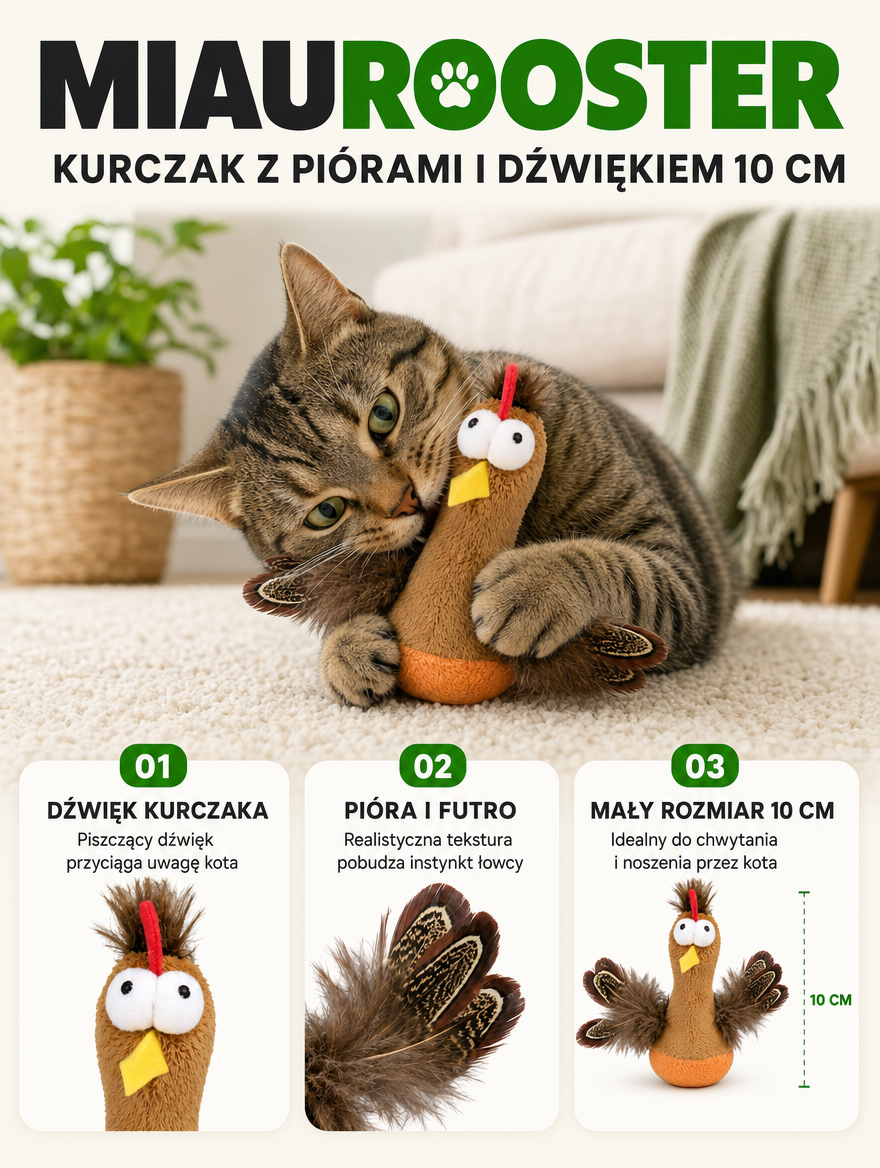 Miaurooster - kurczak z piórami i dźwiękiem | Nekoro