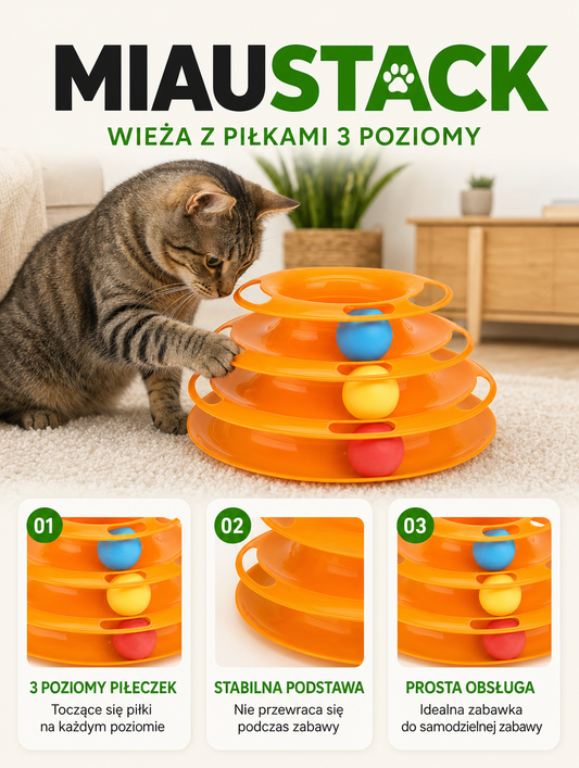 Miaustack - wieża z piłkami 3 poziomy | Nekoro