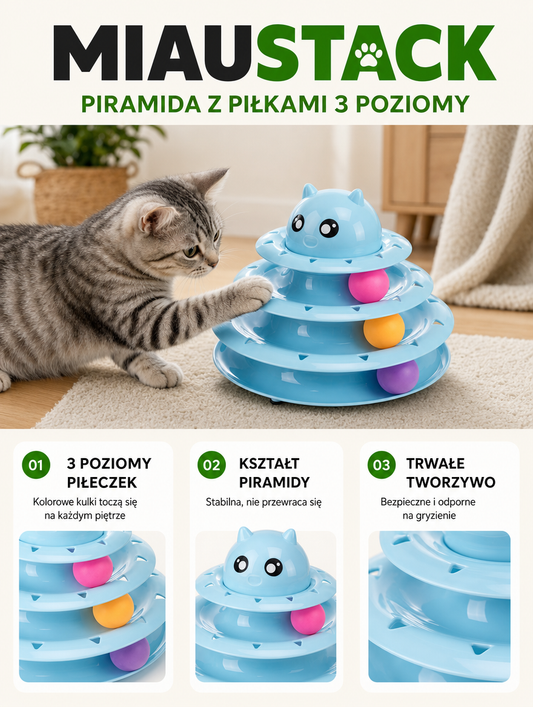 Miaustack - piramida z piłkami 3 poziomy | Nekoro