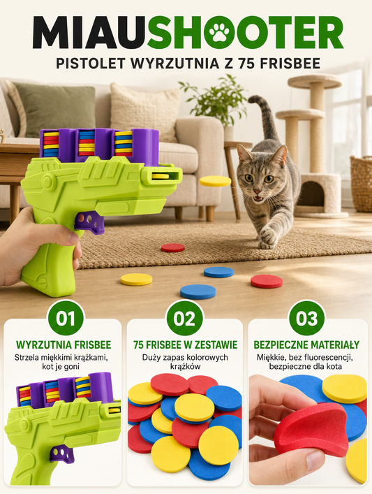 Miaushooter - pistolet wyrzutnia z 75 frisbee | Nekoro