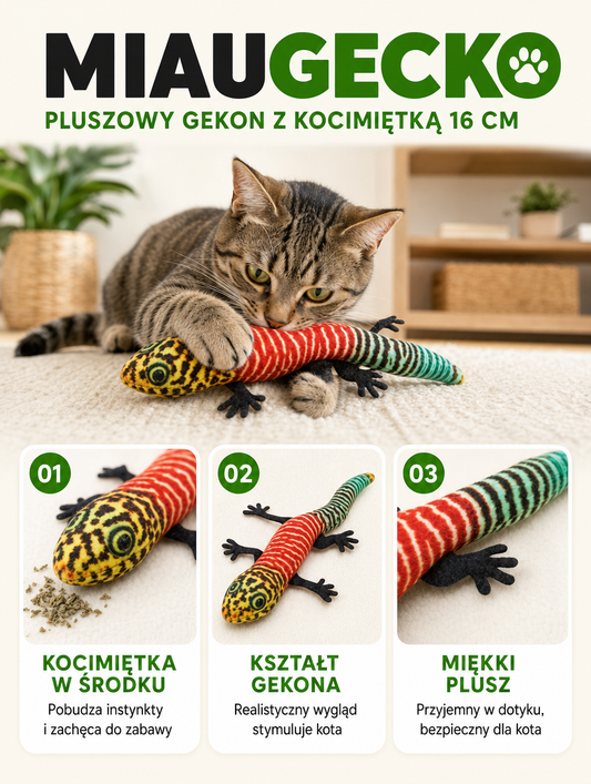 Miaugecko - pluszowy gekon z kocimiętką | Nekoro
