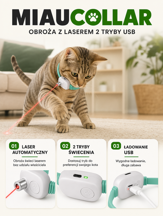 Miaucollar - obroza z laserem 2 tryby USB | Nekoro