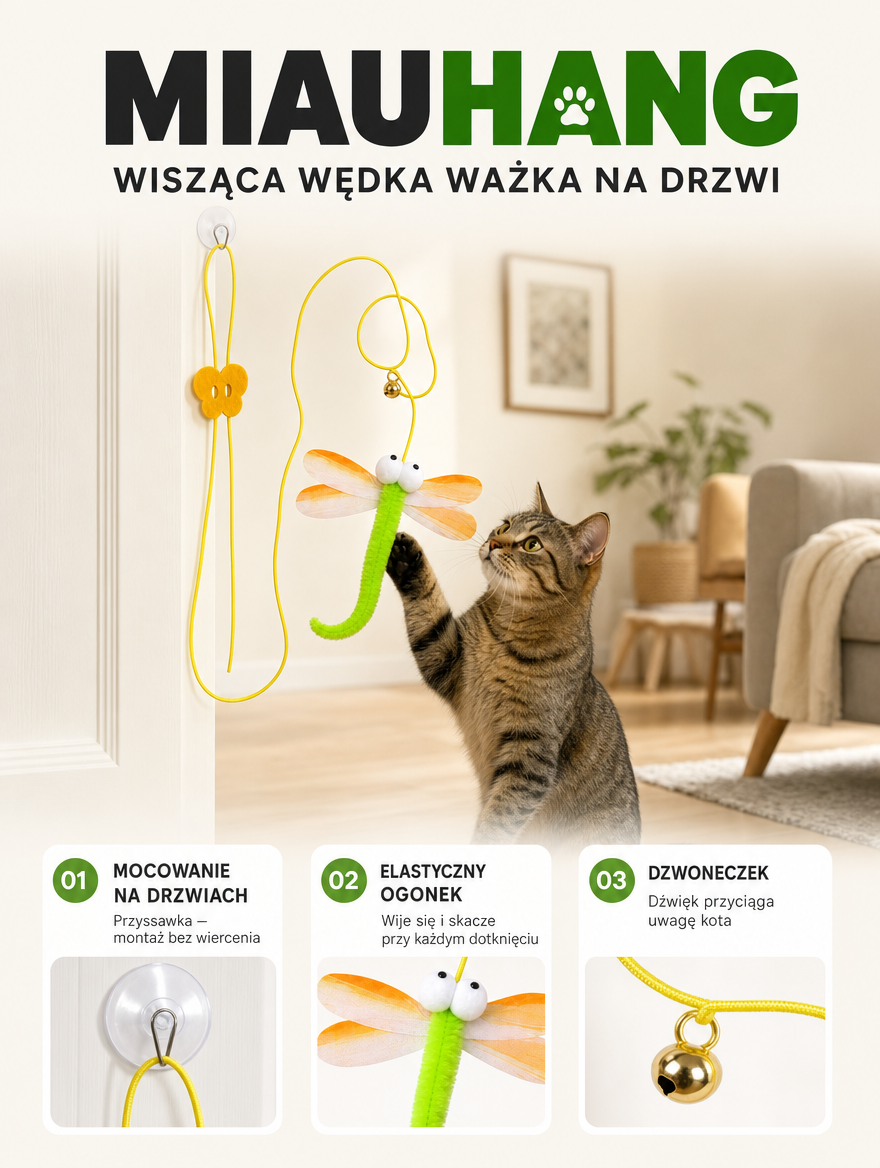 Miauhang - wisząca wędka ważka na drzwi | Nekoro