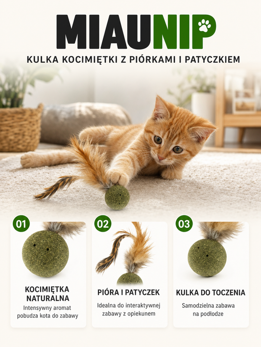 Miaunip - kulka kocimiętki z piórkami | Nekoro