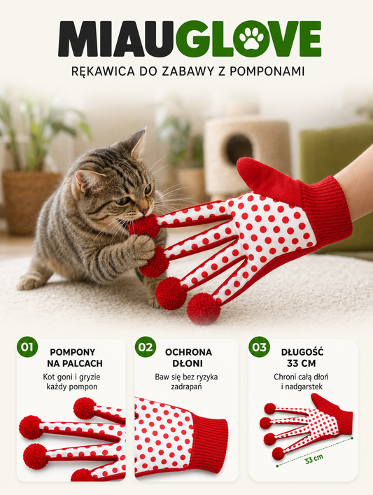 Miauglove - rękawica do zabawy z pomponami | Nekoro