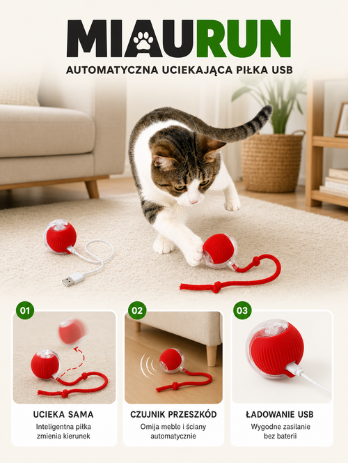 Miaurun - automatyczna uciekająca piłka USB | Nekoro