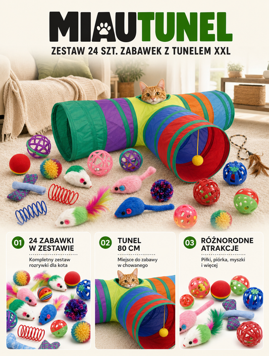 Miautunel - zestaw 24 szt. zabawek z tunelem XXL | Nekoro