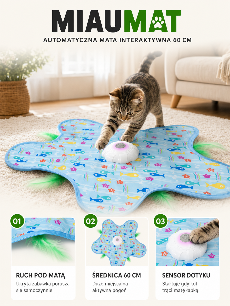 Miaumat - automatyczna mata interaktywna 60 cm | Nekoro