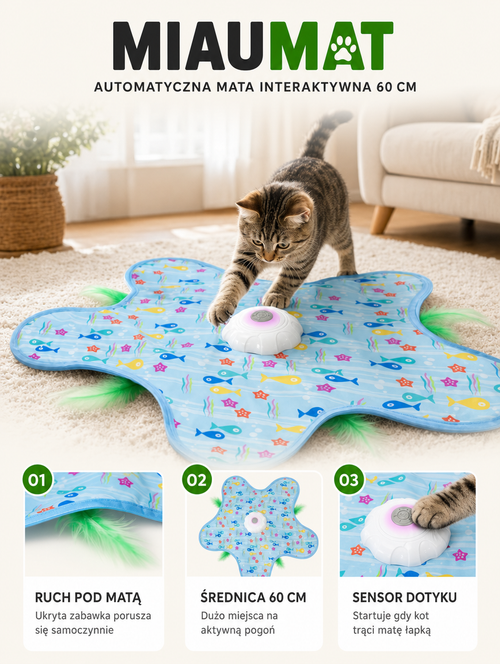 Miaumat - automatyczna mata interaktywna 60 cm | Nekoro