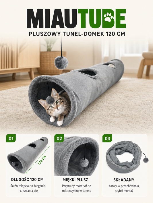Miautube - pluszowy tunel-domek 120 cm | Nekoro