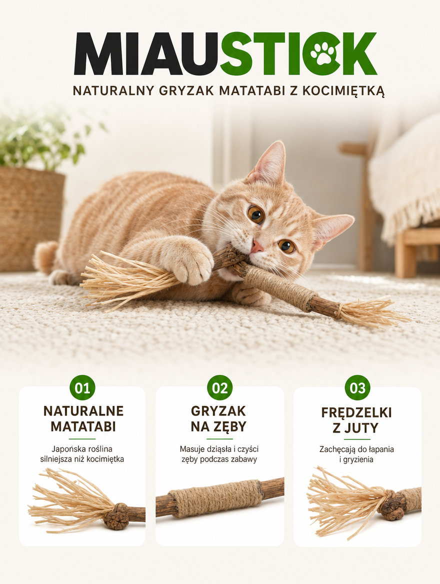 Miaustick - naturalny gryzak matatabi z kocimiętką | Nekoro