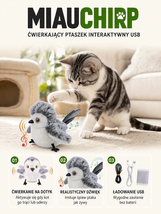 Ćwierkający ptaszek interaktywny USB | Nekoro