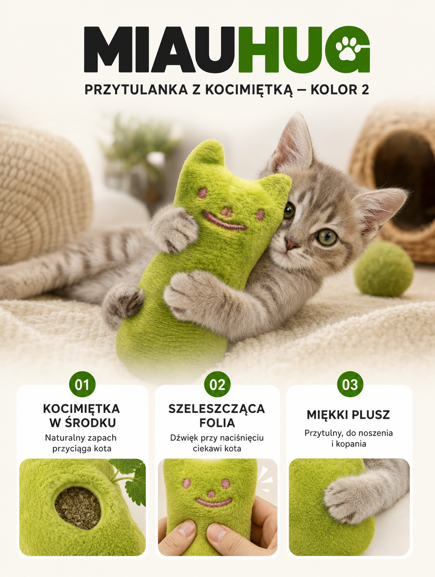 Miauhug - pluszowa przytulanka z kocimiętką kolor 2 | Nekoro