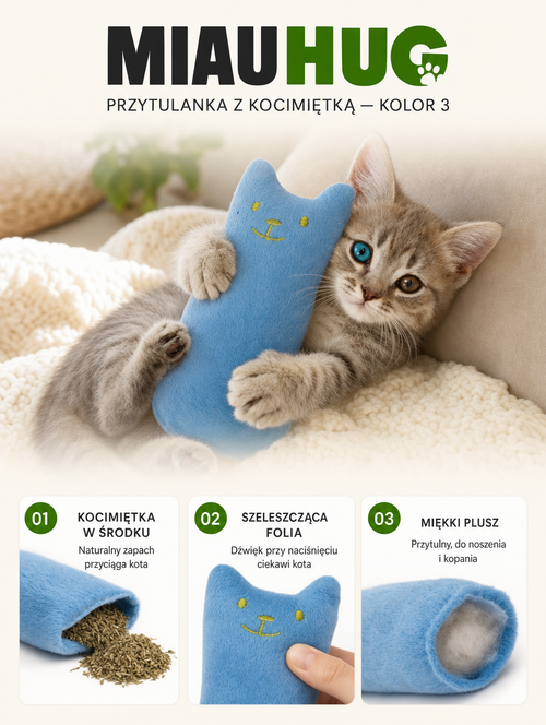 Miauhug - przytulanka z kocimiętką kolor 3 | Nekoro