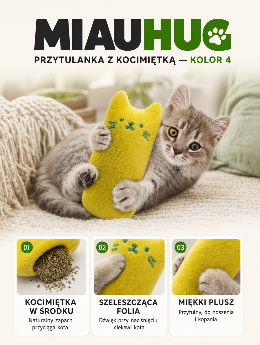Miauhug - przytulanka z kocimiętką kolor 4 | Nekoro