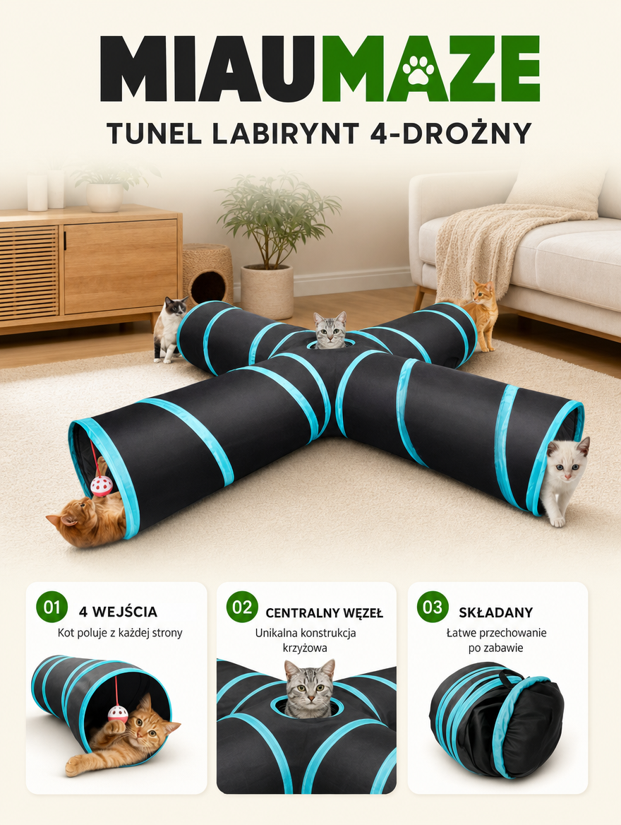 Miaumaze - tunel labirynt 4-drożny | Nekoro