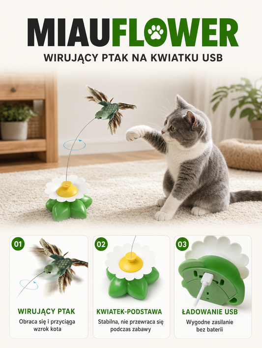 Miauflower - wirujący ptak na kwiatku USB | Nekoro