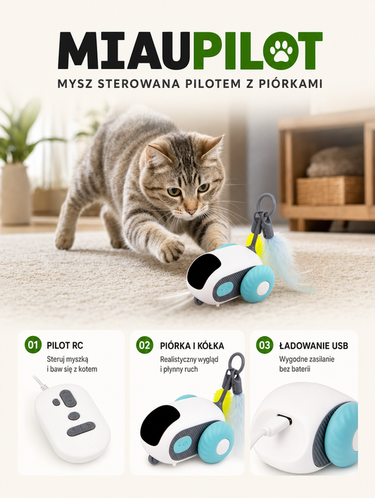 Miaupilot - mysz sterowana pilotem z piórkami | Nekoro
