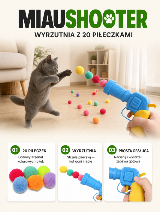 Miaushooter - wyrzutnia z 20 piłeczkami | Nekoro