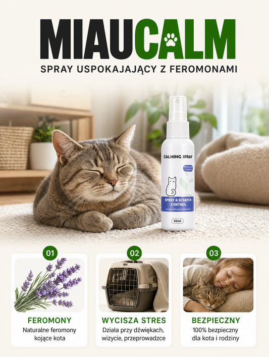 Miaucalm - spray uspokajający z feromonami | Nekoro