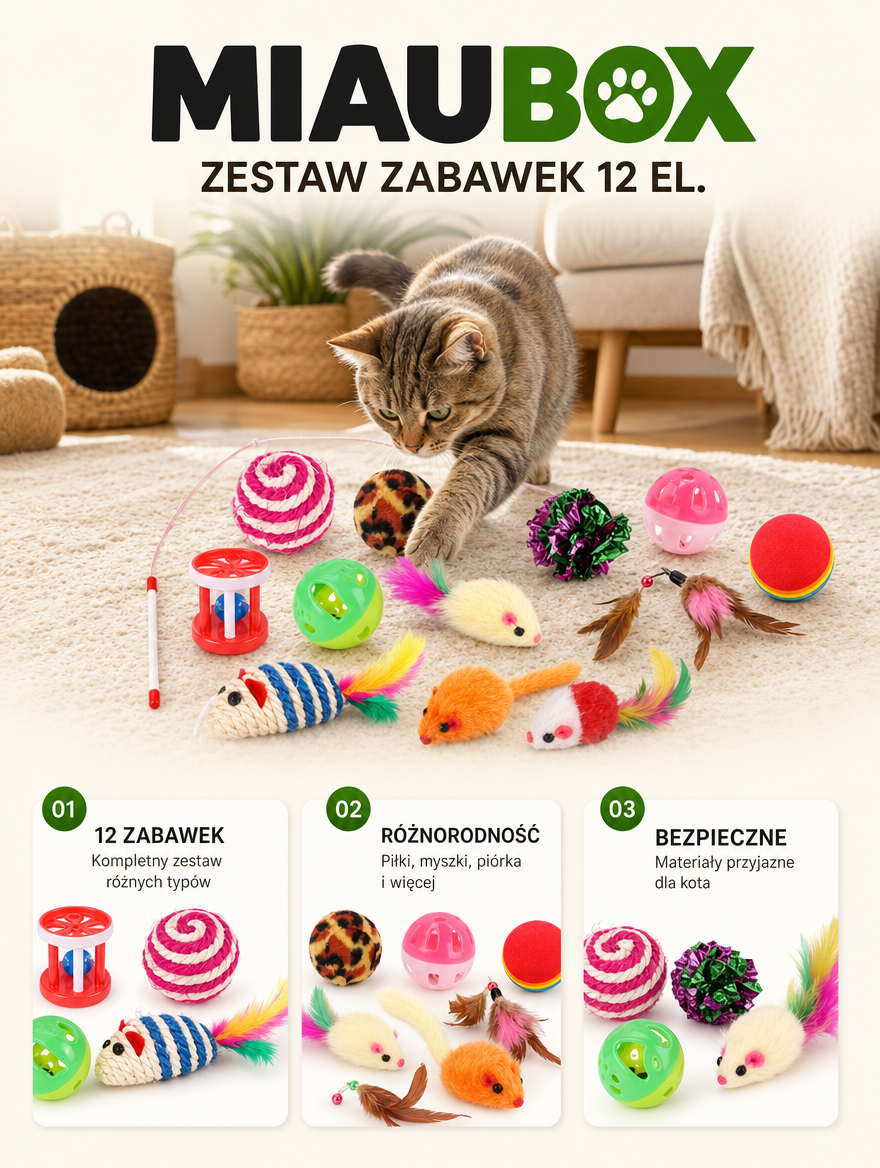 Miaubox - zestaw zabawek 12 el. | Nekoro