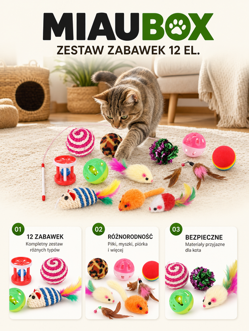 Miaubox - zestaw zabawek 12 el. | Nekoro