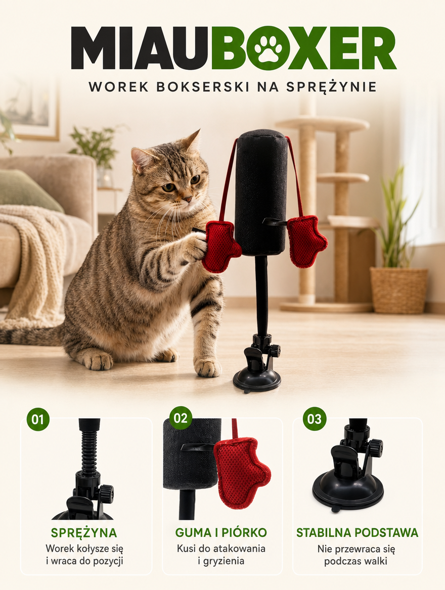 Miauboxer - worek bokserski na sprężynie | Nekoro
