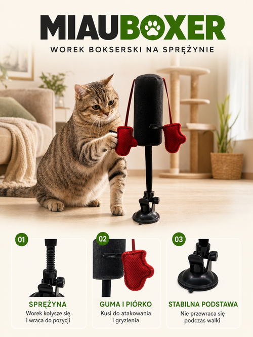 Miauboxer - worek bokserski na sprężynie | Nekoro