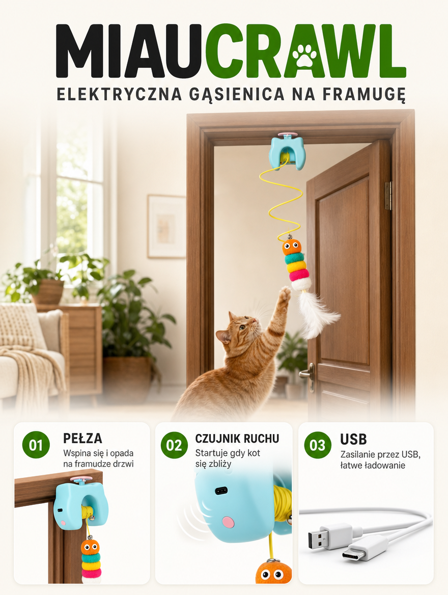 Miaucrawl - elektryczna gąsienica na framugę | Nekoro