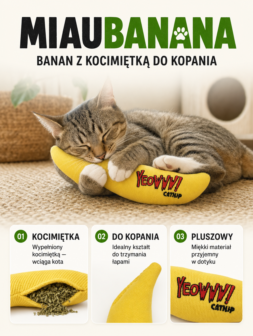 Miaubanana - banan z kocimiętką do kopania | Nekoro