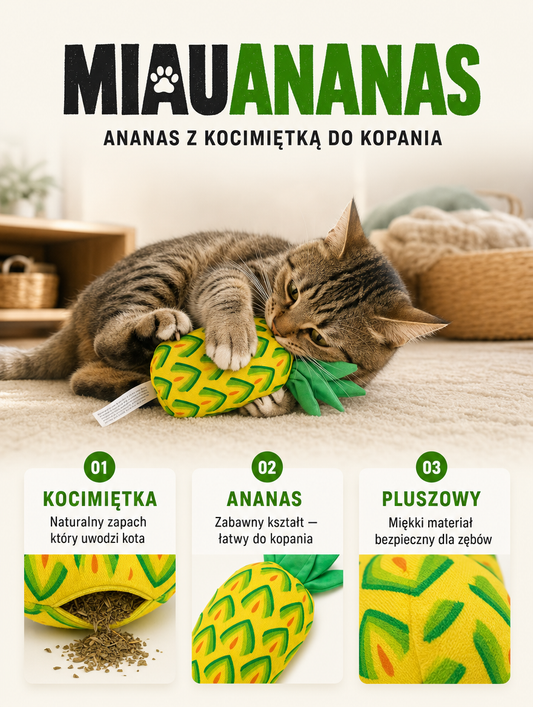 Miauananas - ananas z kocimiętką do kopania | Nekoro