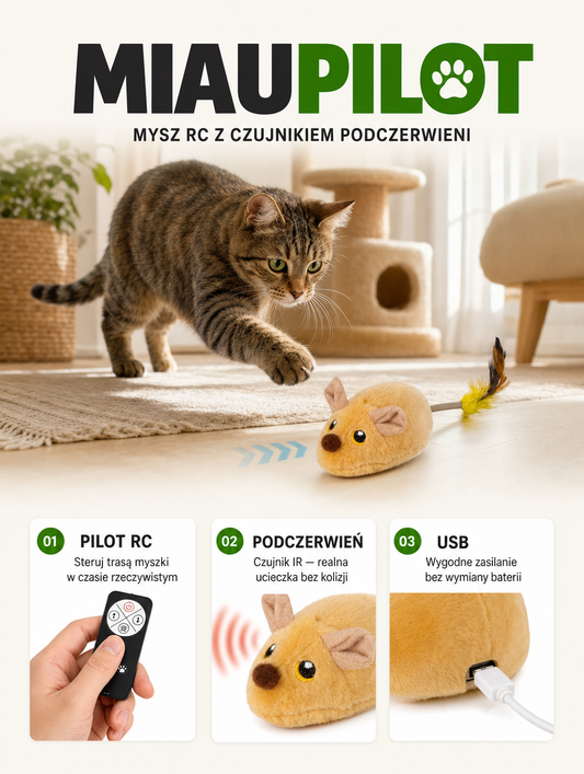 Miaupilot - mysz RC z czujnikiem podczerwieni | Nekoro