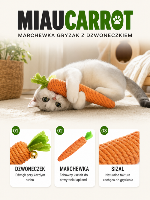 Miaucarrot - marchewka gryzak z dzwoneczkiem | Nekoro