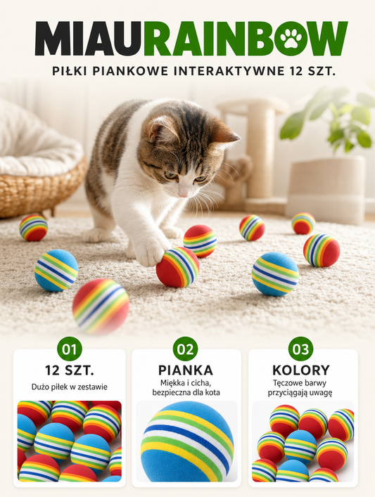 Miaurainbow - piłki piankowe interaktywne 12 szt. | Nekoro