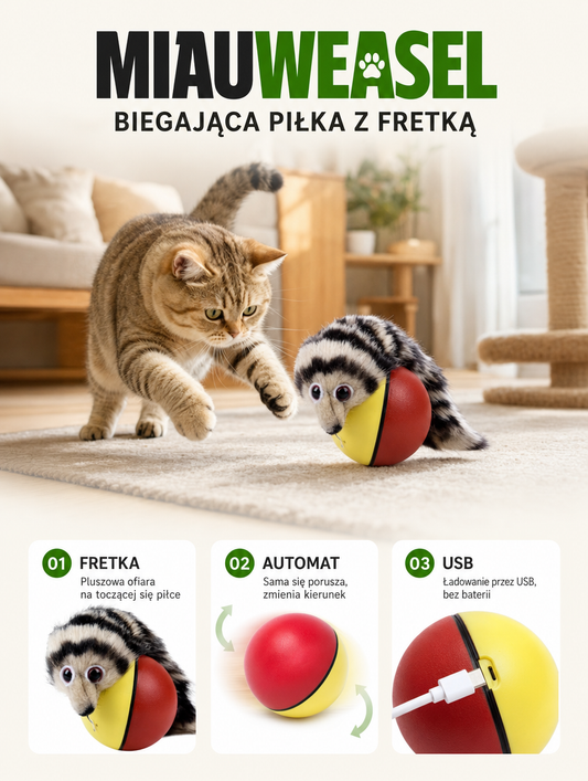 Miauweasel - biegająca piłka z fretką | Nekoro