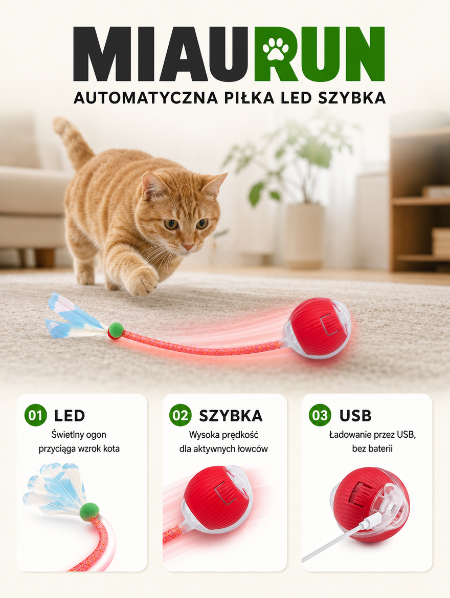 Miaurun - automatyczna piłka LED szybka | Nekoro