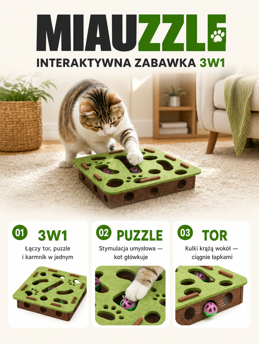 Miauzzle - interaktywna zabawka 3w1 | Nekoro