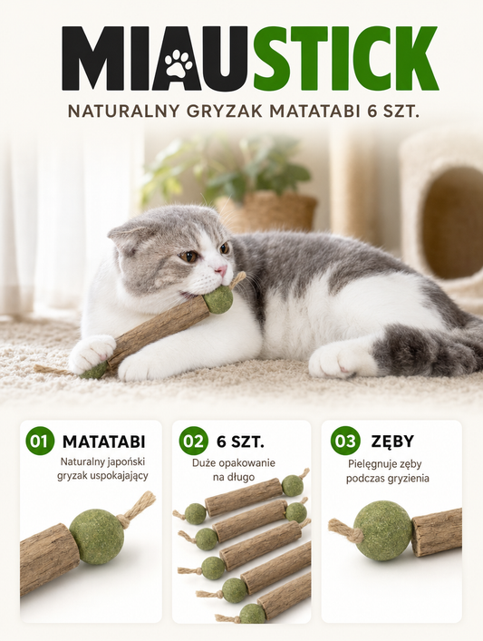 Miaustick - naturalny gryzak matatabi 6 szt. | Nekoro