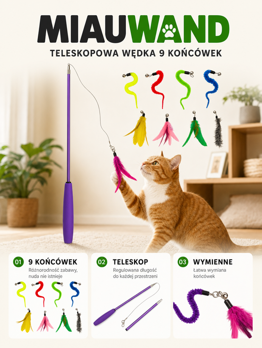 Miauwand - teleskopowa wędka 9 końcówek | Nekoro