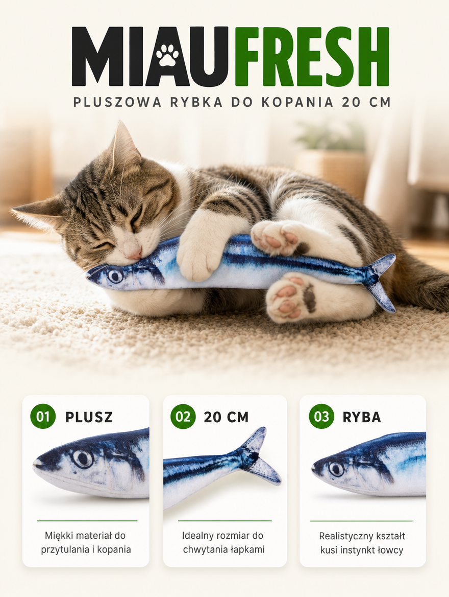 Miaufresh - pluszowa rybka do kopania 20 cm | Nekoro