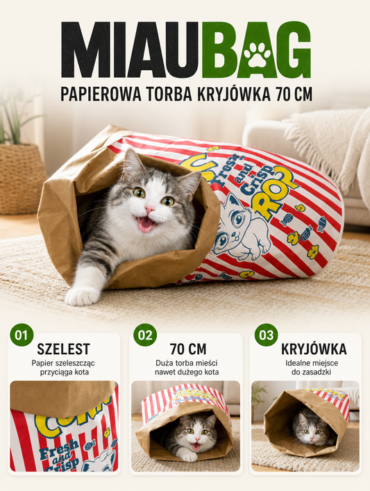 Miaubag - papierowa torba kryćówka popcorn 70 cm | Nekoro