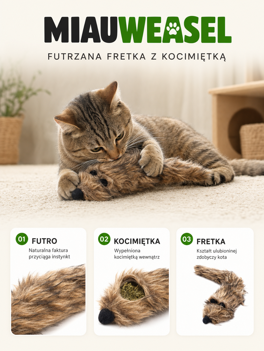 Miauweasel - futrzana fretka z kocimiętką | Nekoro