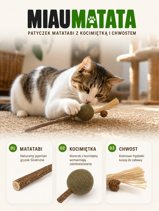 Miaumatata - patyczek matatabi z kocimiętką i chwostem | Nekoro