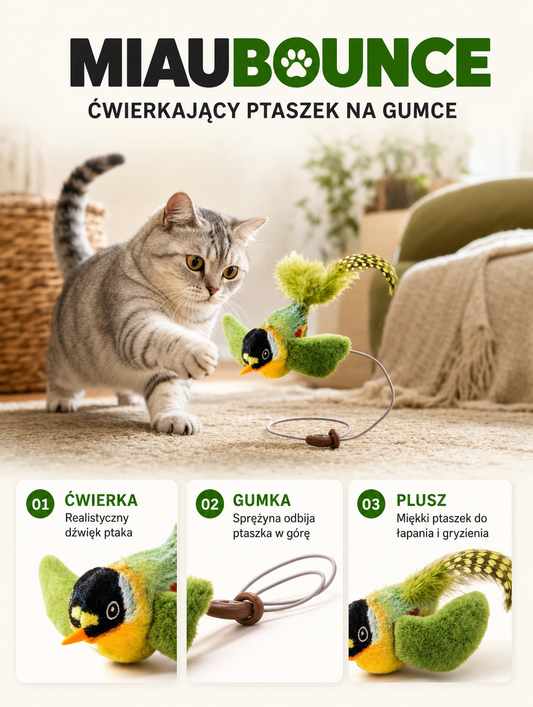 Miaubounce - ćwierkający ptaszek na gumce | Nekoro